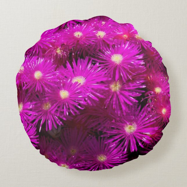 Pink Aster Flowers Round Cushion (Back)