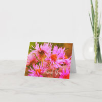 Pink Asters Flower Art Thank You Card