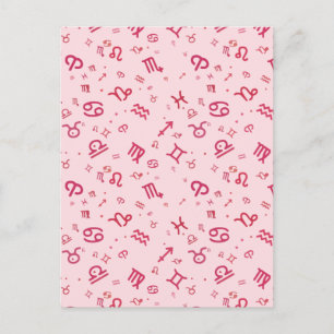 Pink Astrology Zodiac Symbol Sign  Holiday Postcard
