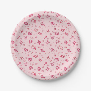 Pink Astrology Zodiac Symbol Sign Paper Plate