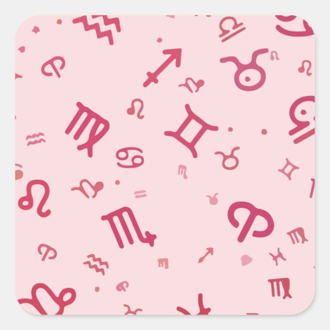 Pink Astrology Zodiac Symbol Sign  Square Sticker (Front)