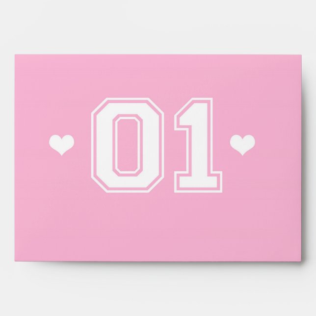 Pink Athletic 01 1st Birthday Invitation Envelopes (Front)