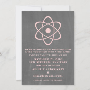 Pink Atomic Chalkboard Save the Date Invite