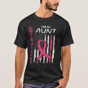 Pink Aunt Breast Cancer Awareness Flag Family Figh T-Shirt