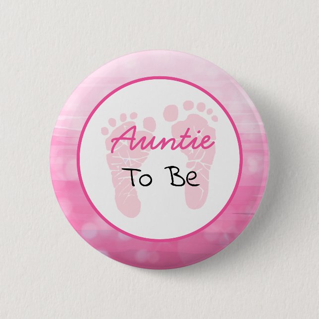 Pink Aunt to be Baby Shower 6 Cm Round Badge (Front)