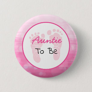 Pink Aunt to be Baby Shower 6 Cm Round Badge