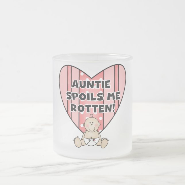 Pink Auntie Spoils Me Tshirts and Gifts Frosted Glass Coffee Mug (Center)