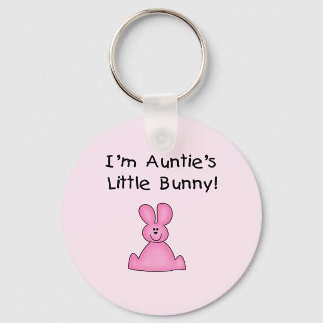 Pink Auntie's Little Bunny T-shirts and Gifts Key Ring (Front)