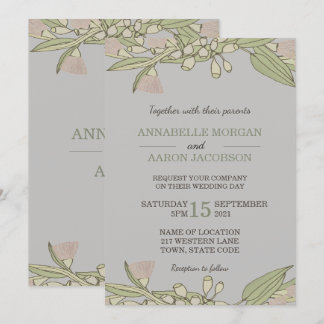 Pink Australian Wildflower Gumtree Wedding Invites