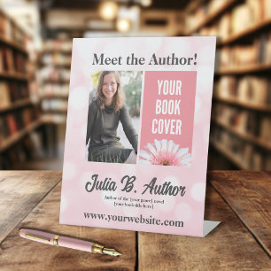 Pink Author Book Signing or Book Launch Promotion Pedestal Sign