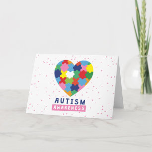 pink autism awareness card