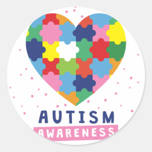 pink autism awareness classic round sticker