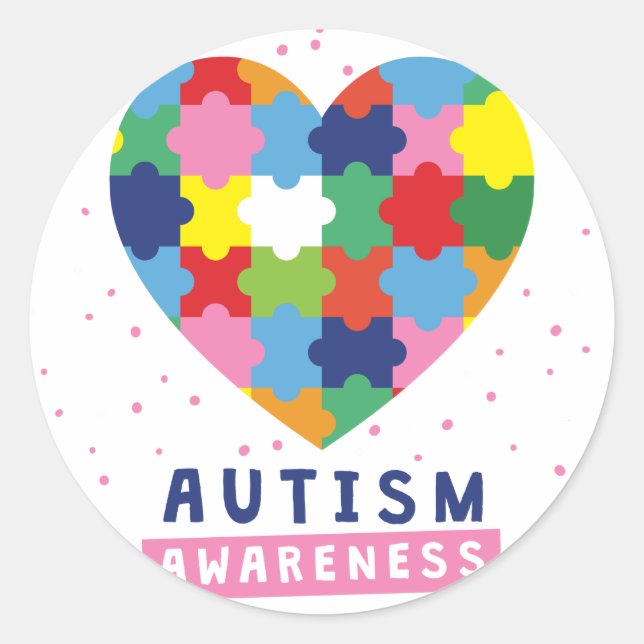 pink autism awareness classic round sticker (Front)