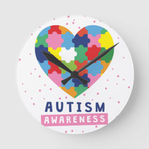 pink autism awareness round clock