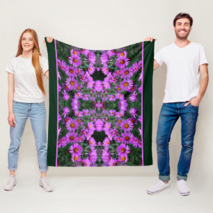 Pink Autumn Aster Flowers Abstract Fleece Blanket
