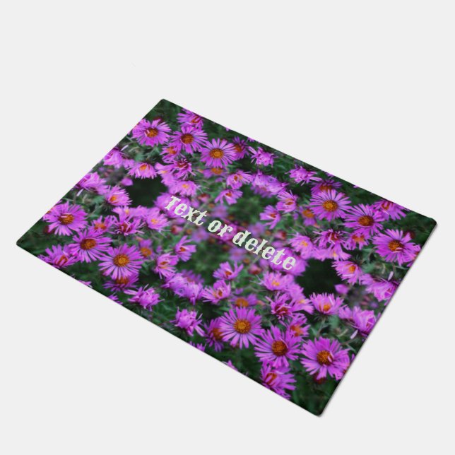 Pink Autumn Aster Flowers Abstract Personalised Doormat (Angled)