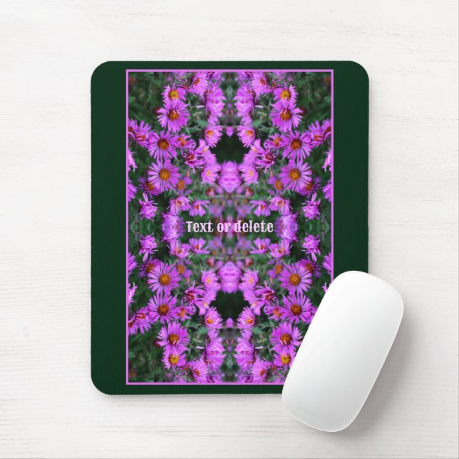 Pink Autumn Aster Flowers Abstract Personalised Mouse Mat (With Mouse)