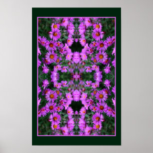 Pink Autumn Aster Flowers Orton Abstract Poster