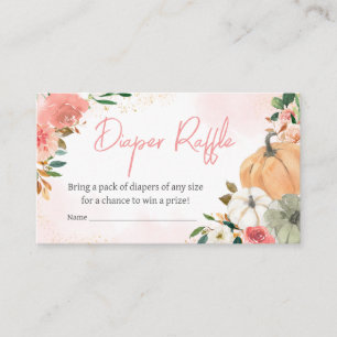 Pink Autumn Fall Floral Pumpkin Diaper Raffle Enclosure Card