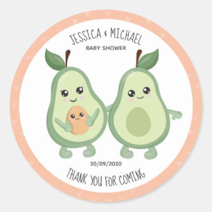 Pink Avocado Holy Guacamole Baby Shower Classic Round Sticker