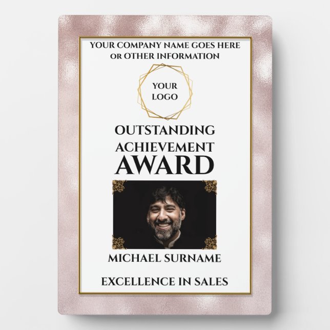 Pink award DIY logo recognition employee  Plaque (Front)