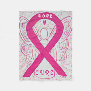 Pink Awareness Ribbon Angel Breast Cancer Blanket