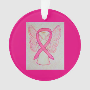 Pink Awareness Ribbon Angel Customised Ornaments