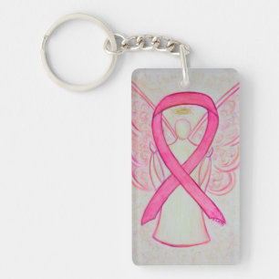 Pink Awareness Ribbon Angel Key chain