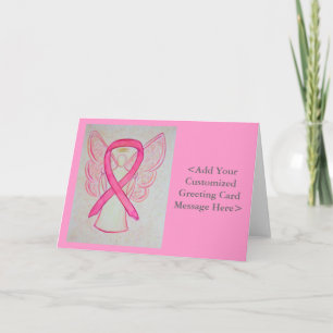 Pink Awareness Ribbon Angel Personalised Cards