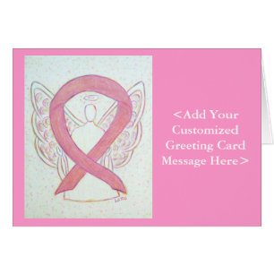 Pink Awareness Ribbon Angel Personalized Cards