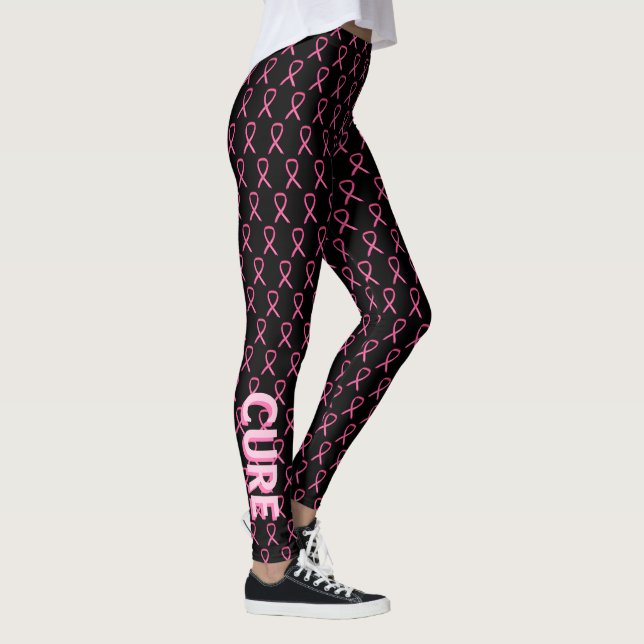 Pink Awareness Ribbon Breast Cancer Leggings (Right)