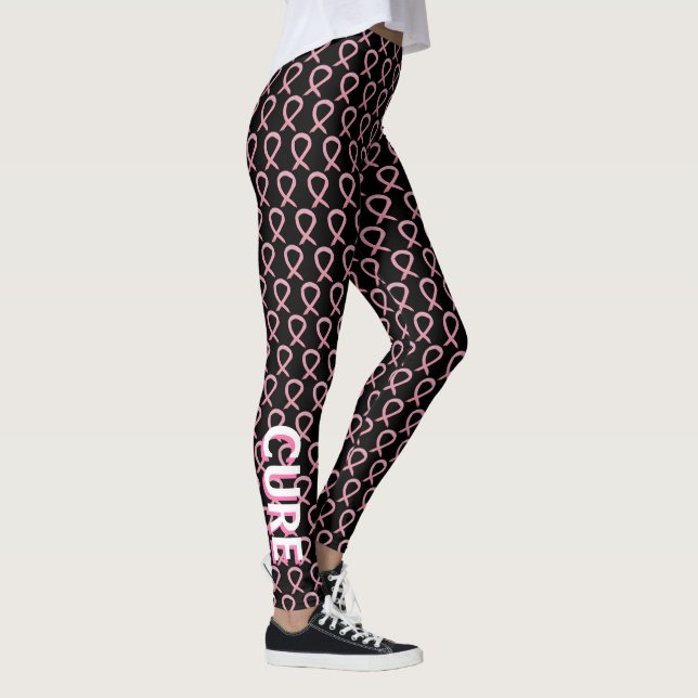 Pink Awareness Ribbon Breast Cancer Leggings (Right)