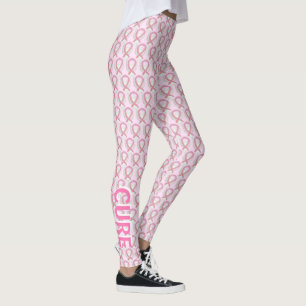 Pink Awareness Ribbon Cancer Angel Leggings