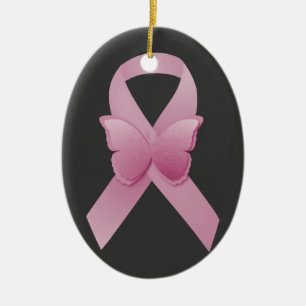 Pink Awareness Ribbon Ceramic Tree Decoration