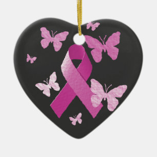 Pink Awareness Ribbon Ceramic Tree Decoration