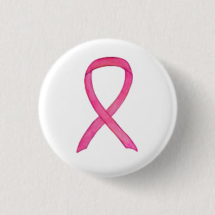 Pink Awareness Ribbon Custom Art Pin Button