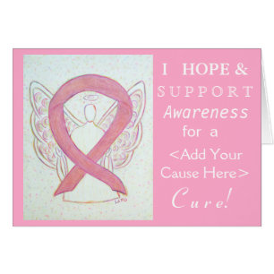 Pink Awareness Ribbon Custom Cause Angel Cards
