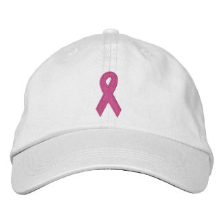 Pink Awareness Ribbon Embroidered Hat