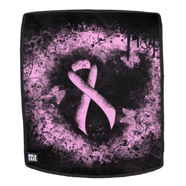 Pink Awareness Ribbon Grunge Heart Backpack (Removable Face)