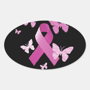 Pink Awareness Ribbon Oval Sticker