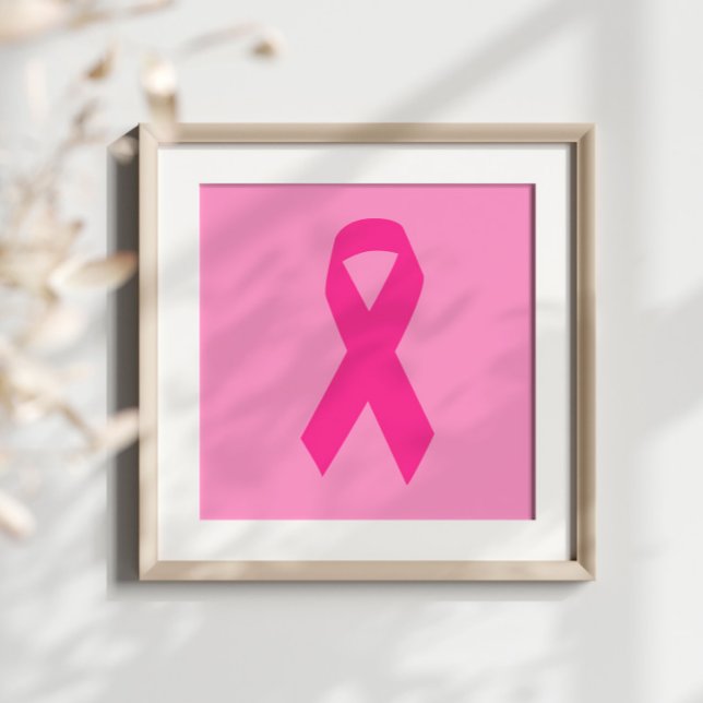 Pink Awareness Ribbon Poster (October Breast Cancer Awareness Pink Ribbon Poster)