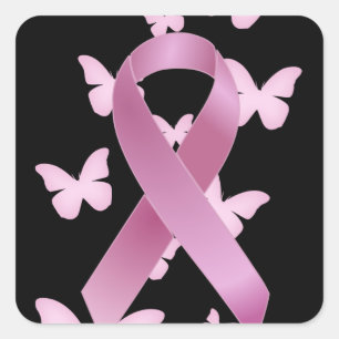 Pink Awareness Ribbon Square Sticker
