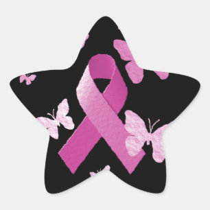 Pink Awareness Ribbon Star Sticker
