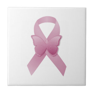 Pink Awareness Ribbon Tile