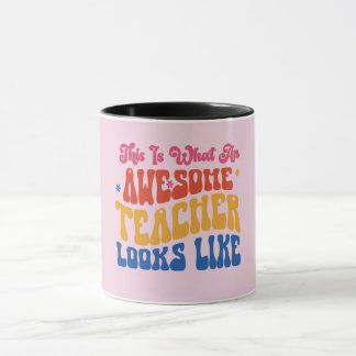 Pink Awesome Teacher Mug