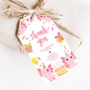 Pink Axolotl Alotl Birthday Party Favor Tags