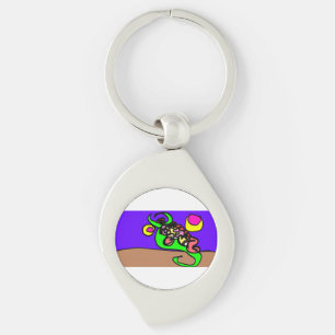 Pink axolotl art key ring