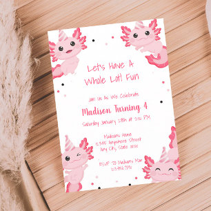 Pink Axolotl Birthday Girl Invitation