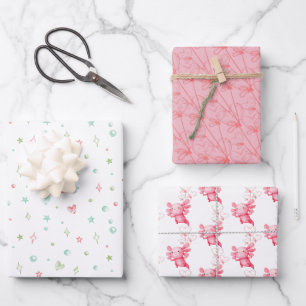 Pink Axolotl Birthday Party Wrapping Paper Sheet