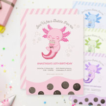 Pink Axolotl Bubble Boba Tea Girl Birthday